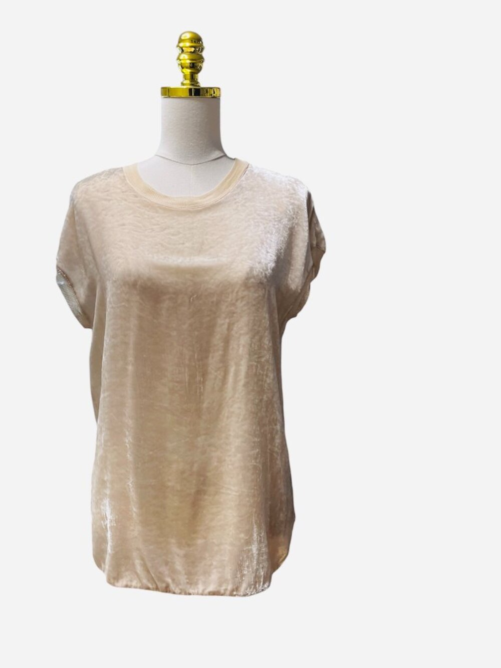 Theory Pale Pink Crushed Velvet Sleeveless Crew-Neck Tunic Top Women's Sz Small